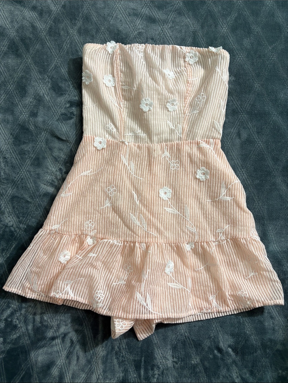Altar'd State Blush Pink Floral Strapless Dress